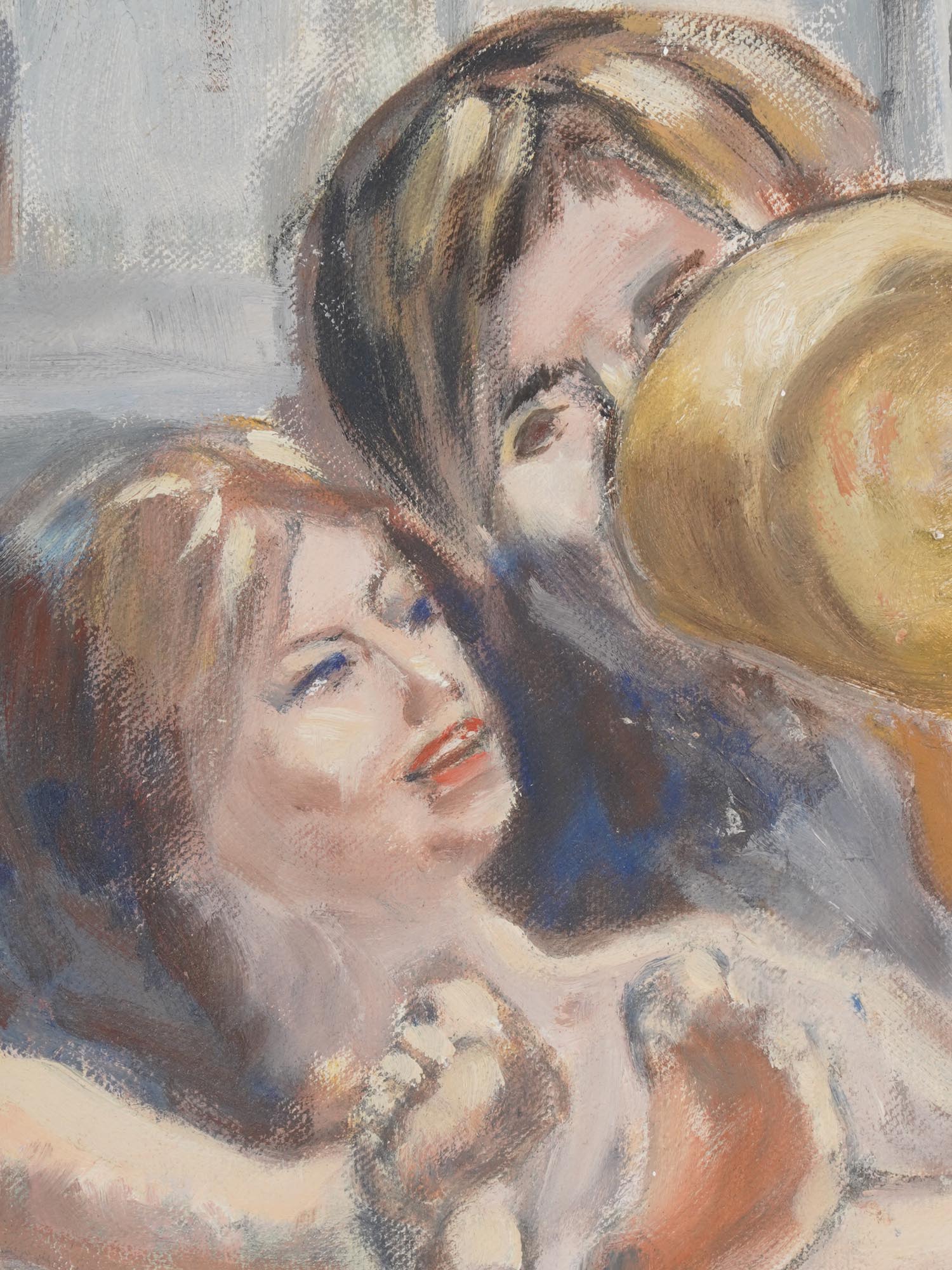 COUPLE IN BATH OIL PAINTING IN MANNER OF BURLIUK PIC-2